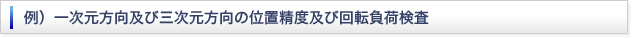 例）一次元方向及び三次元方向の位置精度及び回転負荷検査　